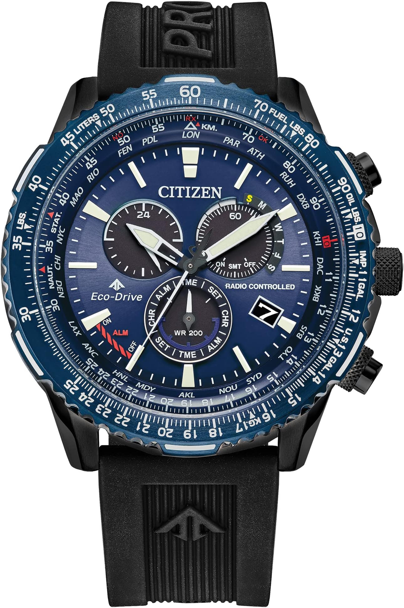 Citizen Eco-Drive Pilot Chronograph Watch with Atomic Timekeeping, 12/24HR, Power Reserve, Luminous Hands/Markers, Sapphire Crystal