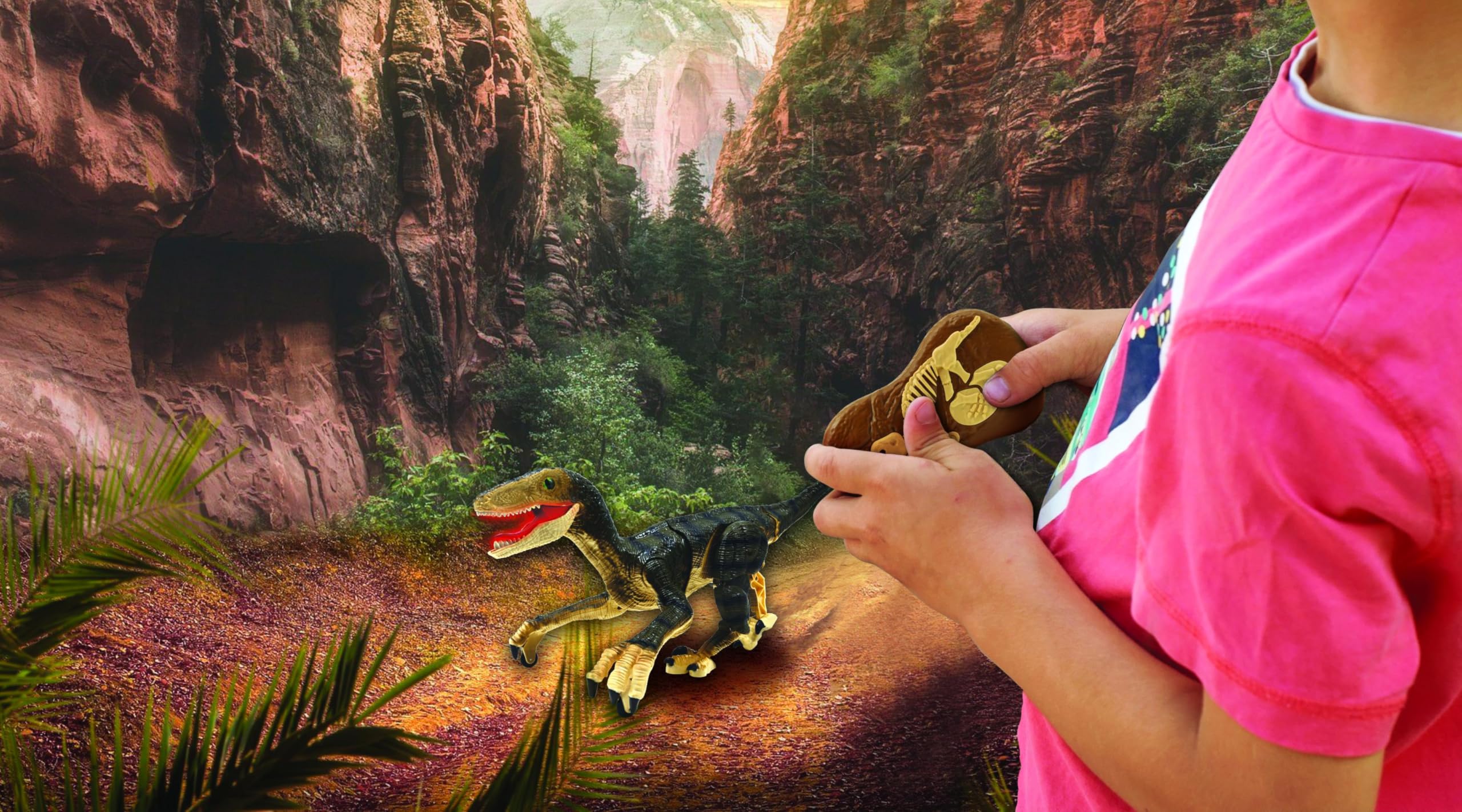 Lexibook, Controllo RC Raptor, Dinosauro Realistico telecomandato, Movimenti articolati, Ruggito, Effetto Luce, Ricaricabile, Telecomando fossile Incluso, DINO01LXB
