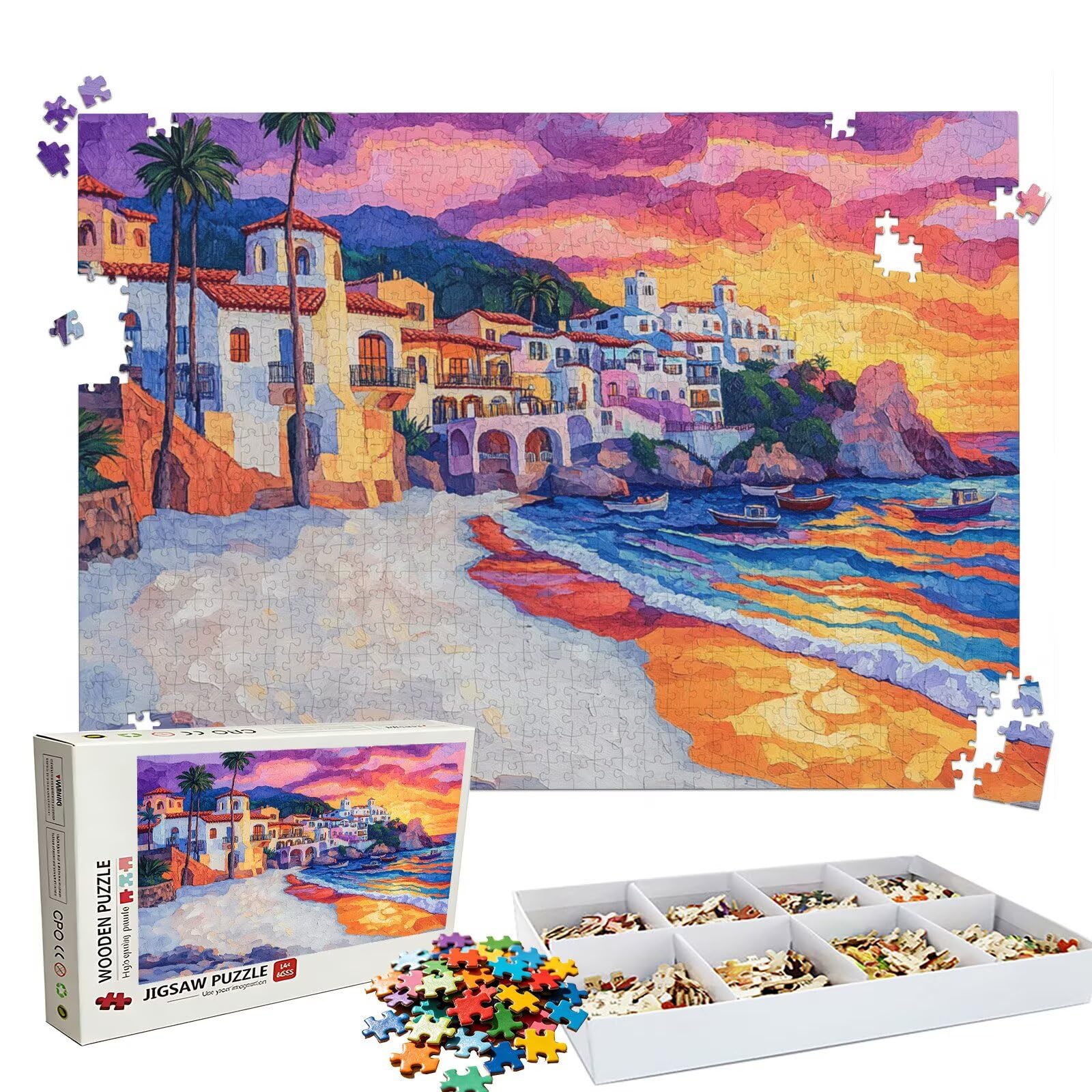 Puzzle 1500 elementów, 1500 elementów, dla dorosłych, abstrakcyjny wzór domu, drewniane puzzle, zestaw "zrób to sam" dla dorosłych, gruby materiał i idealne uzębienia, powierzchnia bez odbić, puzzle