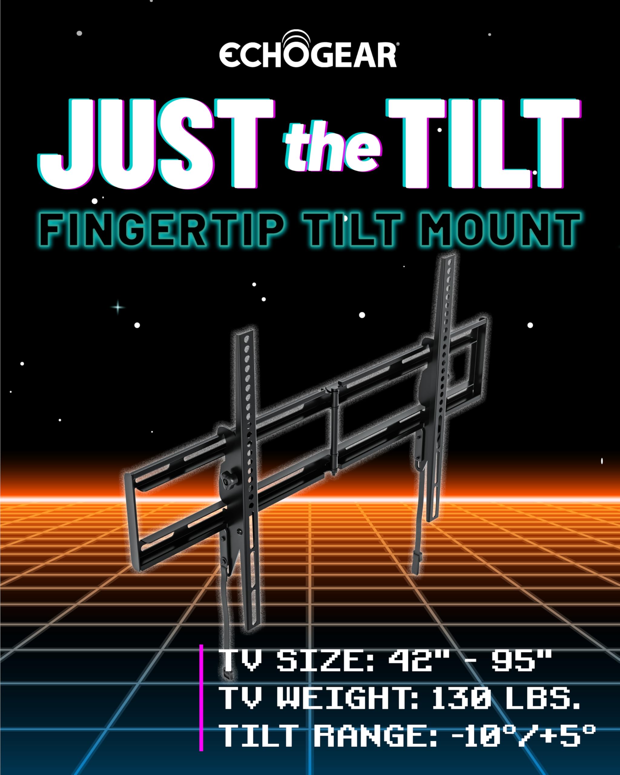 ECHGOGEAR XL Tilting TV Wall Mount for 42” to 95” TVs up to 130lbs – Reduce Glare w/ 10 deg Tilt - Universal TV Mount w/Easy DIY Install, Foldable Bracket, Drilling Template & Included Hardware