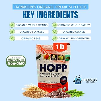Harrison's Organic Premium Pellets HOPP - Certified Organic, Non-GMO, 1lb