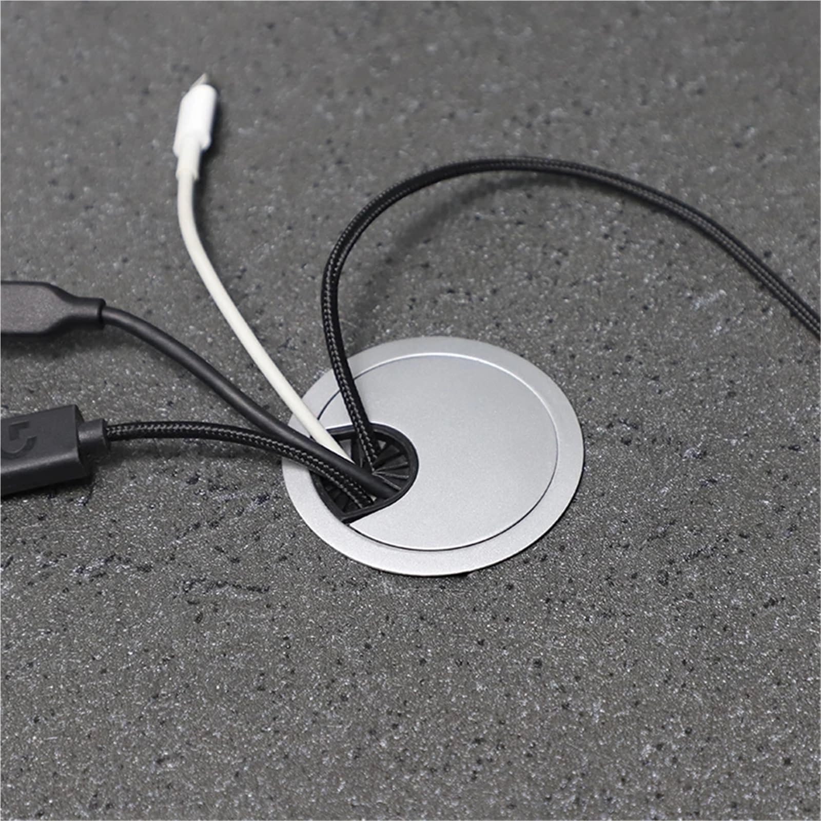 Pasacables Placa de Cubierta for Cable, for computadora, con Abertura Caja Rosca 50, 53 y 60 mm, Negra Plateada(Grizzly,20pcs,50mm)