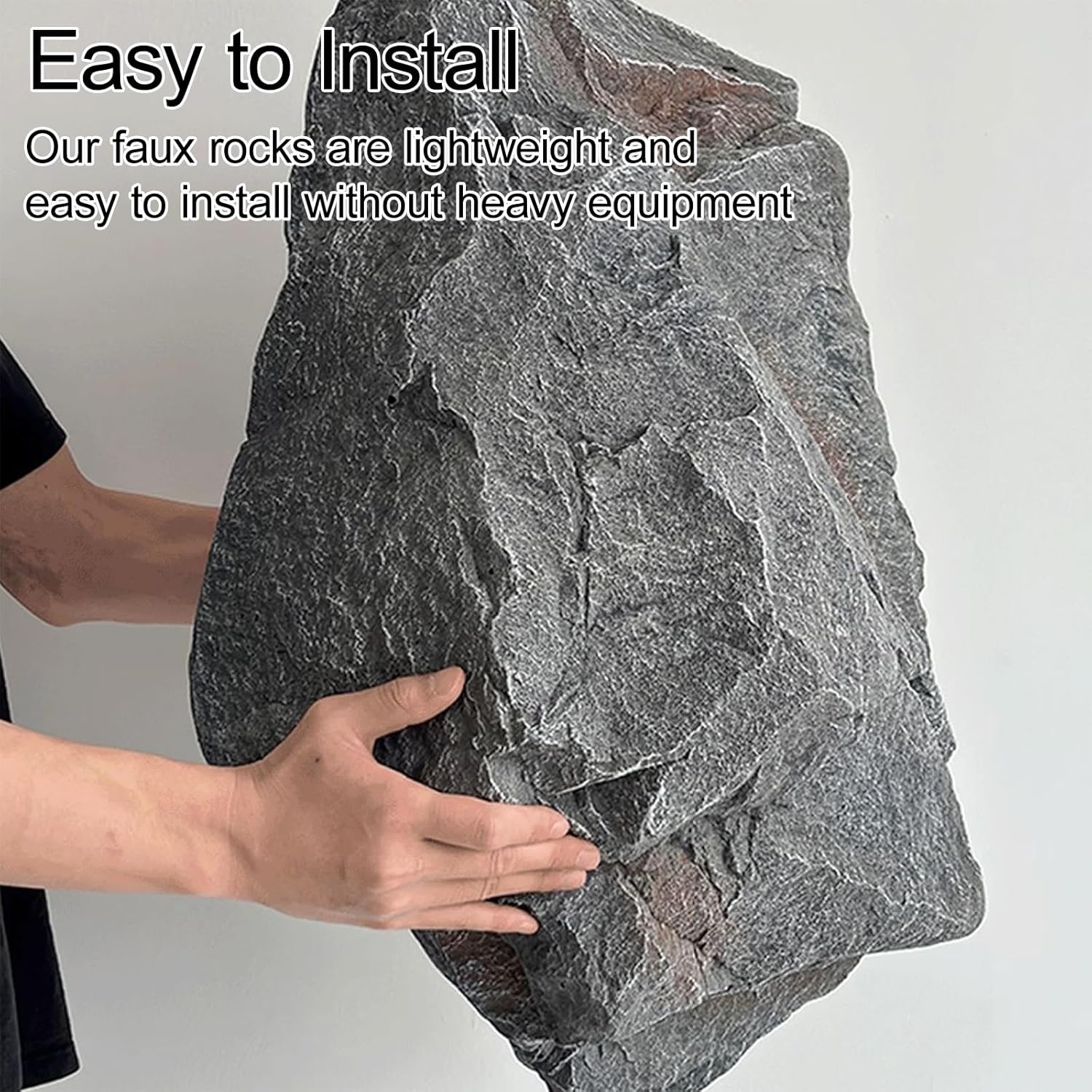 Lightweight Fake Rocks, Faux Rock for Landscaping, Low Maintenance PU & Foam Landscape Rock, for Aquarium Décor, Garden Photography, Pool, Yard Décor(38 * 29 * 27cm/15 * 11.5 * 11in)