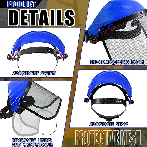 Miniatura 4 de Amylove 6 protectores faciales de seguridad con malla para golpear malas hierbas, máscaras de motosierra para jardinería, protección para mudanza de