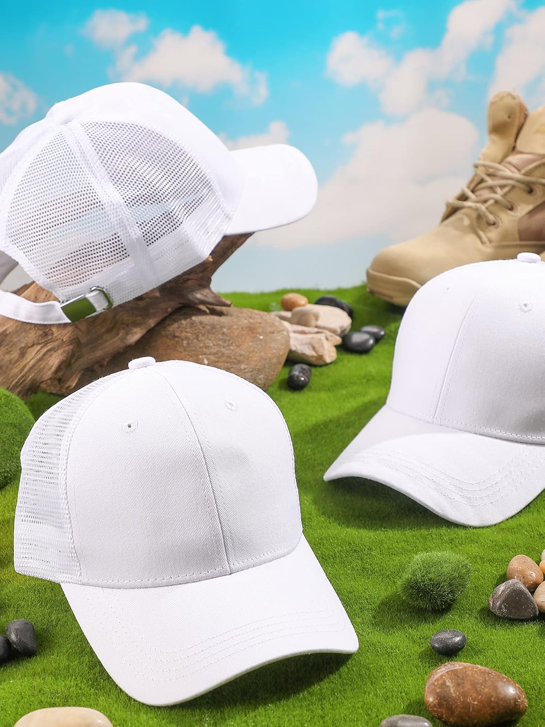 Loopeer 24 Pieces Mesh Trucker Hats Sport Baseball Caps Adjustable Trucker Golf Dad Hat Bulk for Unisex Men Women Teen Sports Workout (White) - Image 7