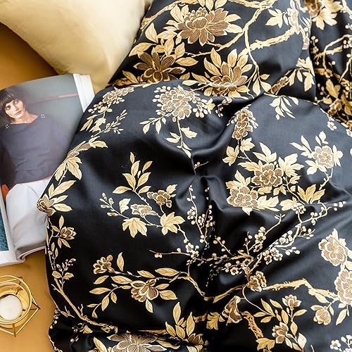 Miniatura 10 de Juego de ropa de cama de 3 piezas de 3 piezas de algodón egipcio de 400 hilos, tamaño King, color negro