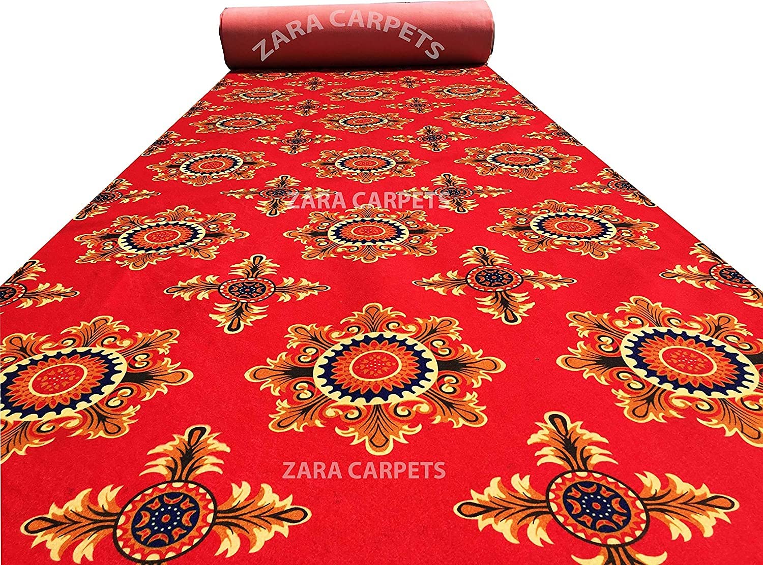 ZARACARPETS; 'can change the floor Has Launched Non Woven Wedding Carpets, Carpets for Church Aisle,Carpet for Marriage Hall, Events, Exhibitions,Functions and Gallaries Size 5x40 feet(7-8 MM) Color Red Floral