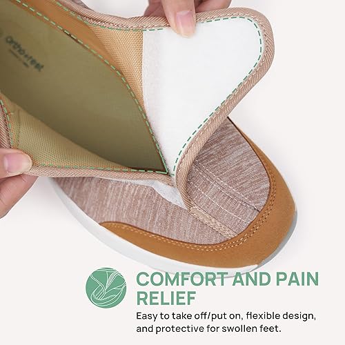 Miniatura 3 de Ortho+rest Zapatos para diabéticos para hombre, pies hinchados, para caminar, para caminar, con soporte para el arco, zapatillas ortopédicas