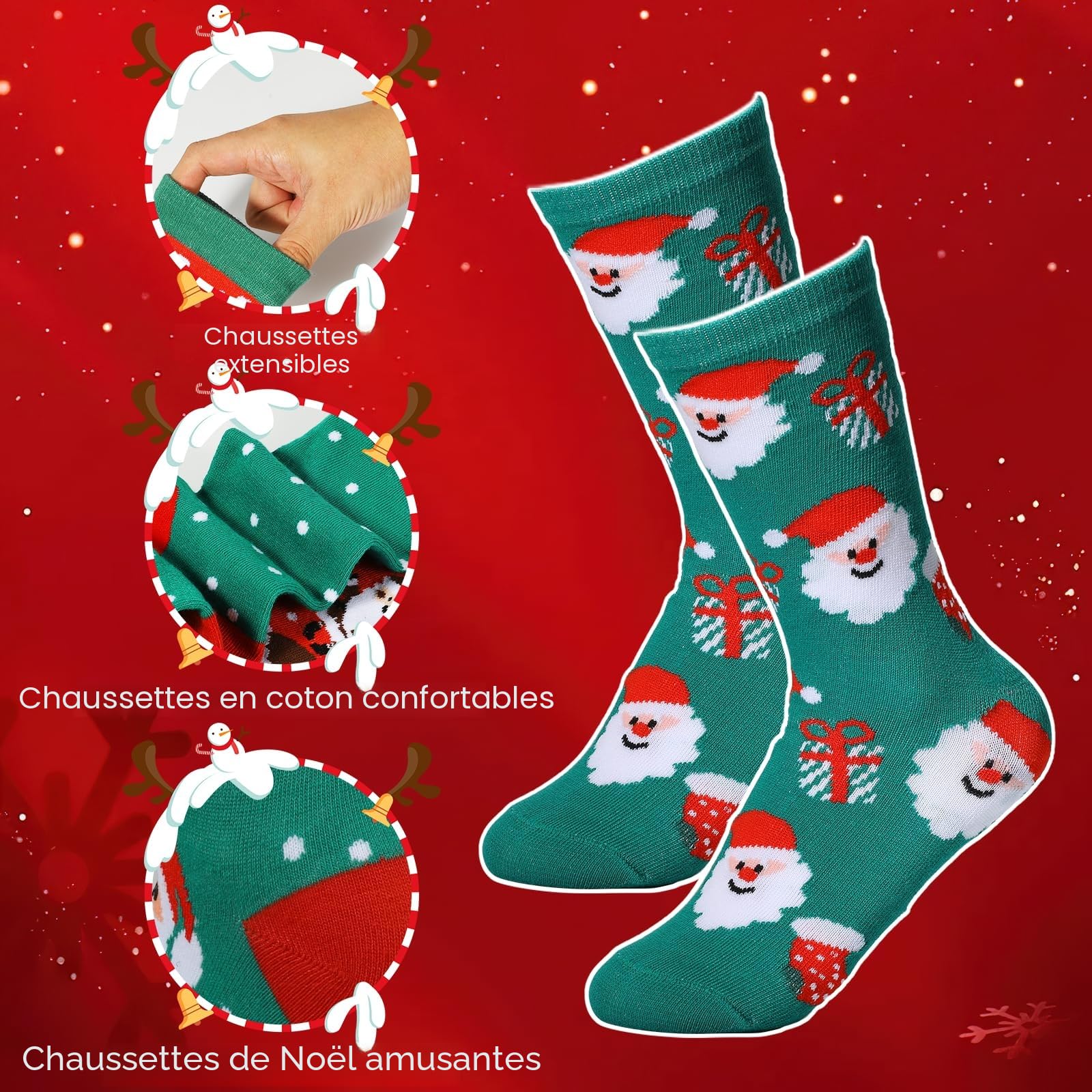 24 paires de chaussettes de Noël Calendrier de l'Avent 2025, calendrier de 24 jours, chaussettes parfaites pour cadeau pour hommes et femmes, ensemble de chaussettes douillettes de Noël pour adultes