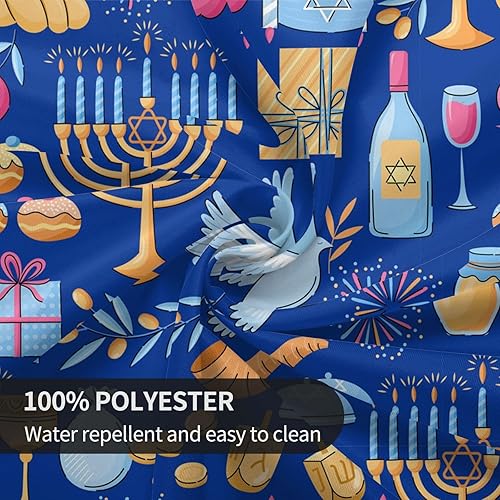 Miniatura 6 de Happy Hanukkah - Mantel redondo de festival judío de Hanukkah, mantel redondo, lavable, decorativo, para cocina, cena, fiesta, talla única