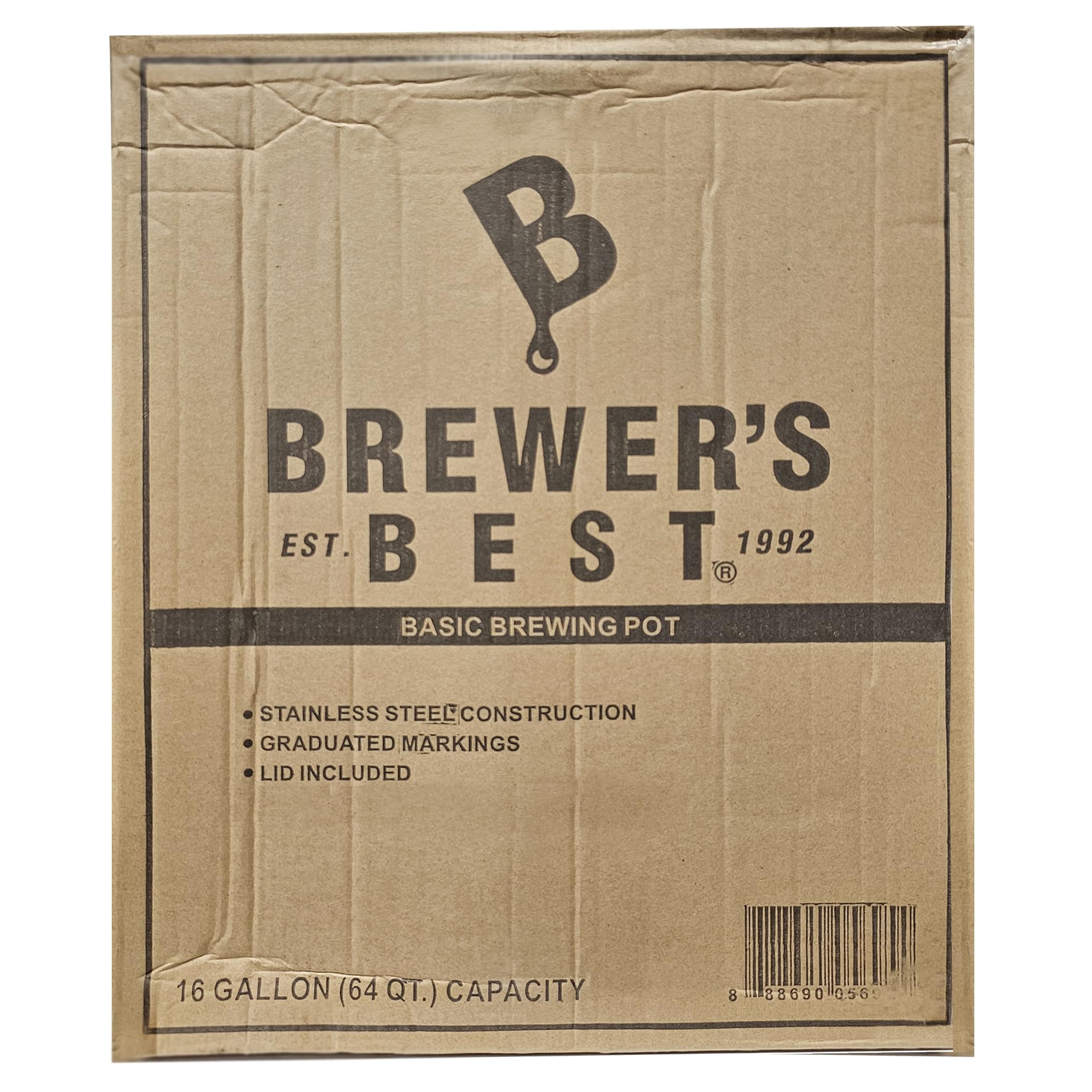 Brewer's Best Olla para cerveza de acero inoxidable con tapa (16 gal)