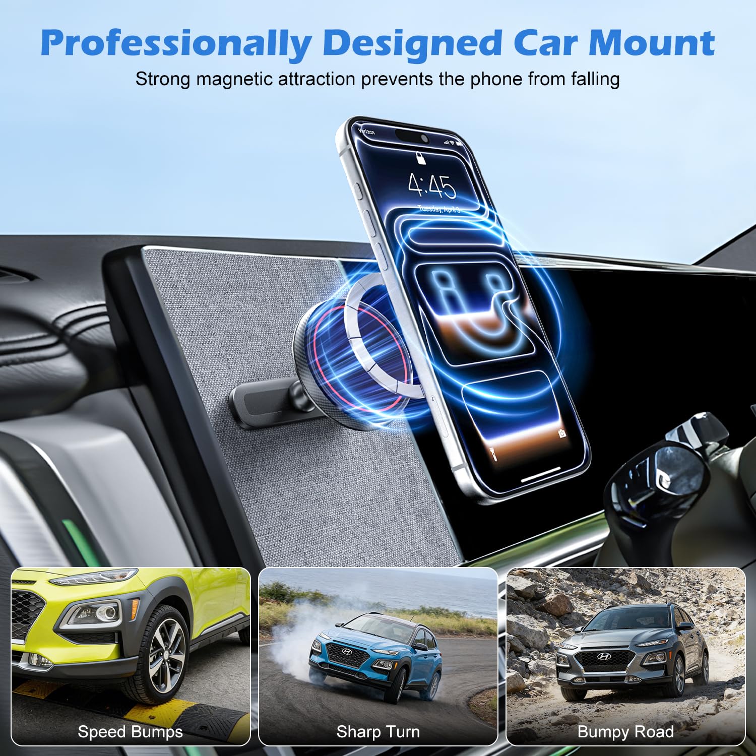 Zaprojektowany do montażu na telefonie Hyundai Ioniq 5, magnetycznie mocowany do metalowej deski rozdzielczej do Hyundai Sonata, Kona, ioniq5 2022-2025, 5 N i Ioniq 9 [kompatybilny z MagSafe]