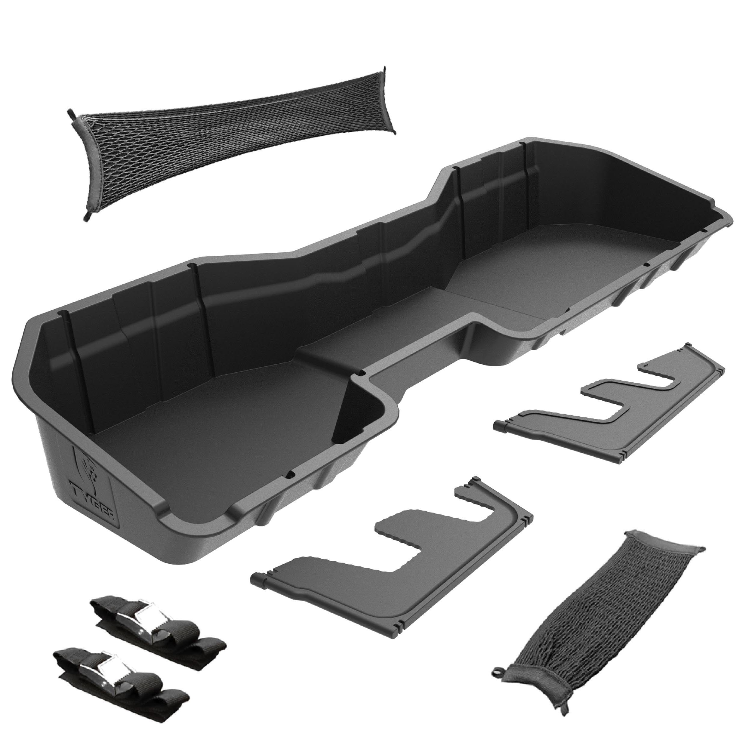 Tyger Auto Rear Under Seat Storage Box Compatible with 2014-2018 Chevy Silverado/GMC Sierra LD; 2015-2019 Silverado/Sierra HD | Crew Cab | Custom-Fit Cargo Organizer Console | TG-CB5C8878