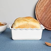 Vista 6 de HAOTOP Porcelain Nonstick Baking Bread Loaf Pan, 8.5 x 5 Inch, White