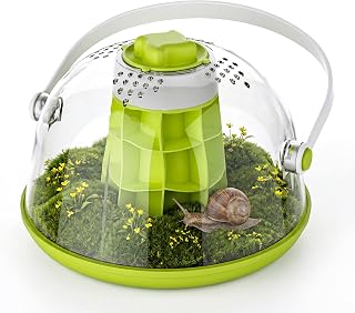Round Transparent Snail Terrarium Kit, Small Animal Carrier with Removable Base, Portable Bug Observation Box for Outdoor Exploration, Educational Insect Habitat for Kids