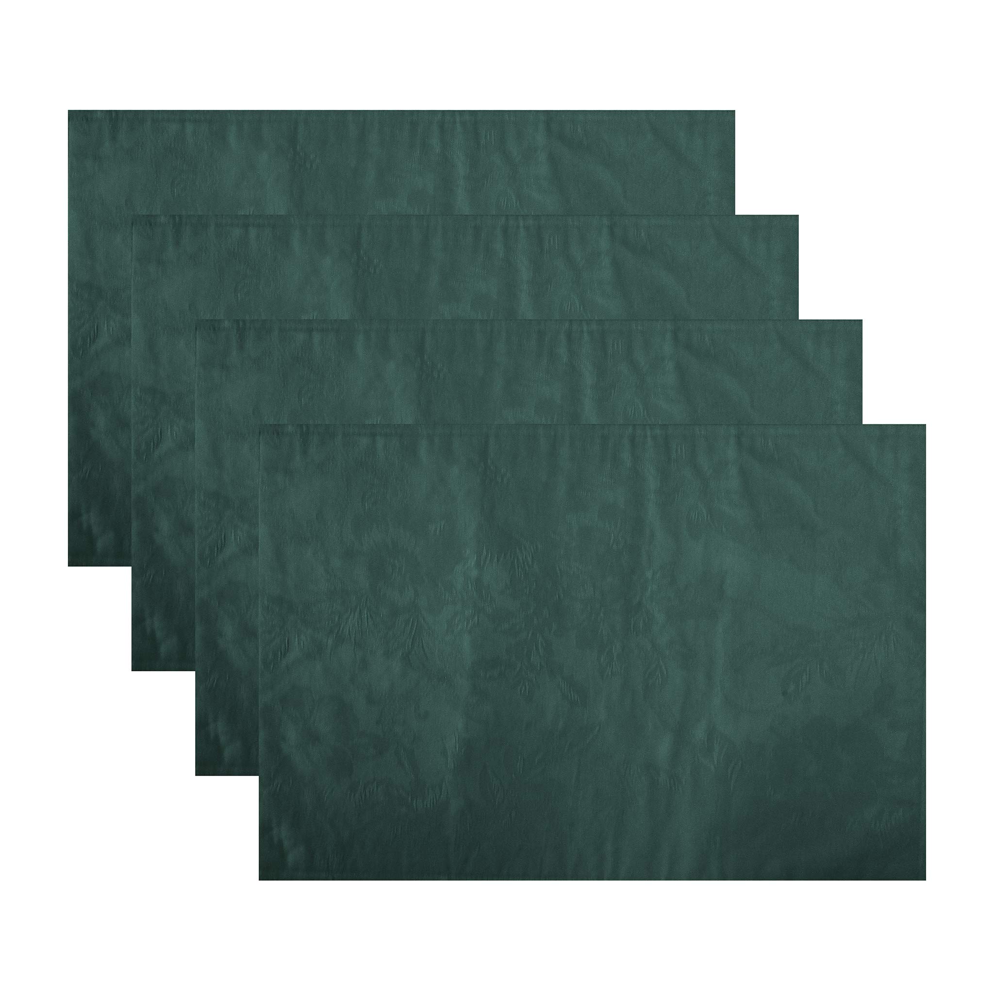 Elrene Home Fashions Poinsettia Elegance Jacquard Holiday Fabric Placemats Set of 4, 13" x 19", Green 4 Count