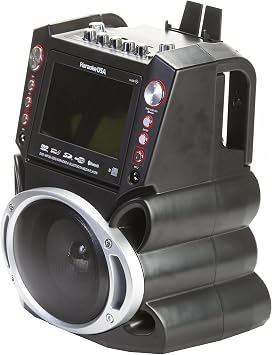 Karaoke USA GF845 Complete Karaoke System with 2 Microphones, Remote Control, 7 Color Display, LED Lights - Works with DVD, Bluetooth, CD, MP3 and All Devices