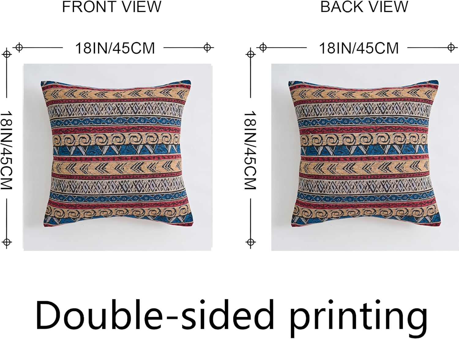 Couch Colorful Stripe Boho Throw Pillow Cover 18X18 Inch Set of 4 Farmhouse Decorative Vintage Pillow Cases Textured Cushion Pillows Covers for Sofa Living Room Bedroom Outdoor Patio Porch