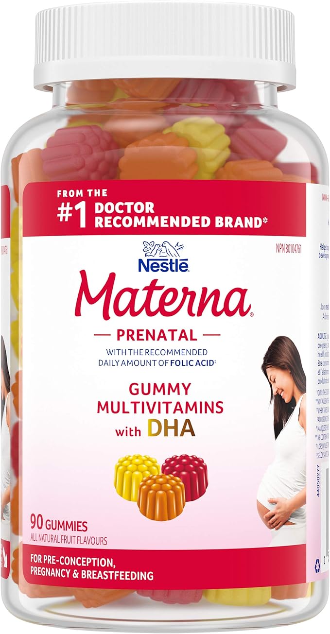 Materna Prenatal DHA Vitamins Gummy Folic Acid 90 count Amazon.ca