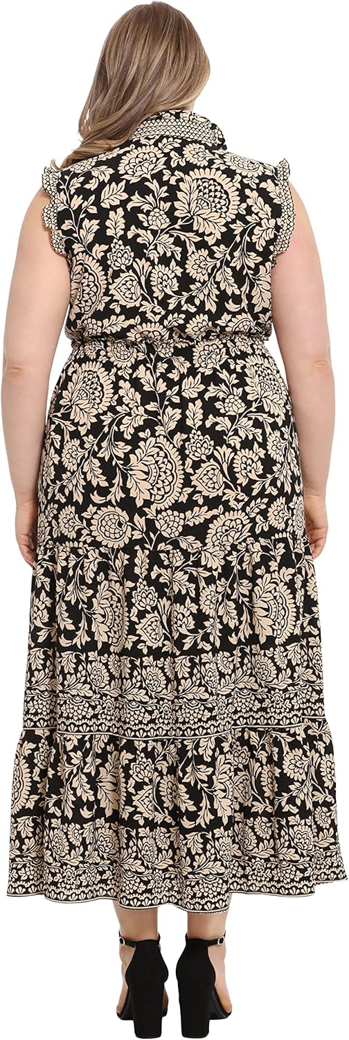 London Times Womens London Times Women's Dresses Smocked Waist Boho Flattering Ruffle Maxi - Image 7