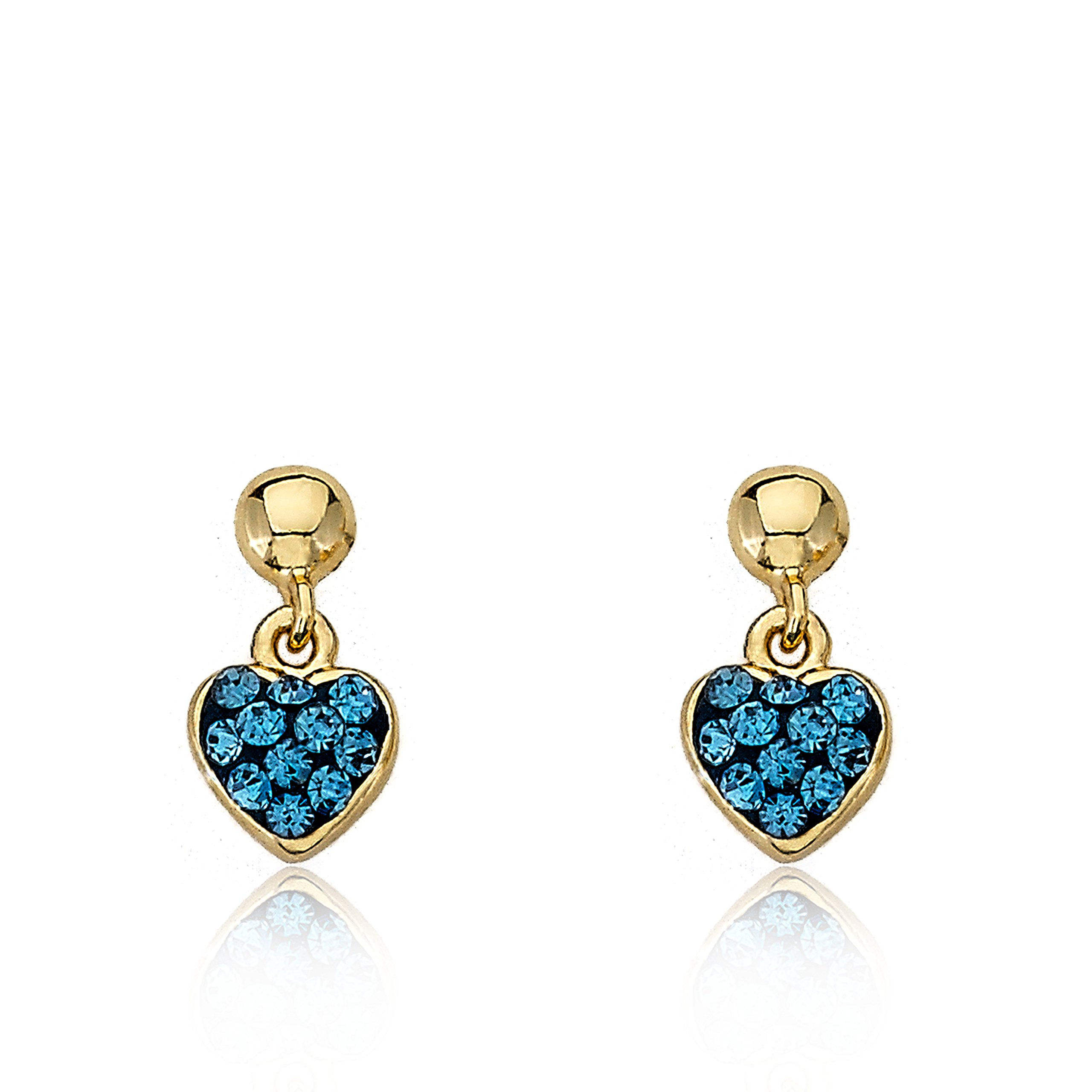 Molly Glitz Flowery Glitz 14k Gold-Plated Aqua Flower Dangle Earring Accented With Aqua Crystals