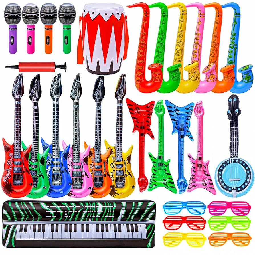 Amazon.com: Max Fun Inflatable Rock Star Toy Set, 30 PCS 80s