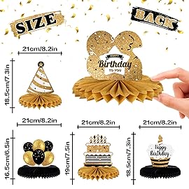LINGTEER Happy 23rd Birthday Table Honeycomb Centerpieces Cheers to 23rd Birthday 23 Years Old Party Table Decorations Gift Sign.