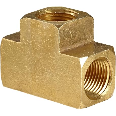 56101-06 Brass Pipe Fitting, Barstock Tee, 3/8" x 3/8" x 3/8" NPT Female Pipe