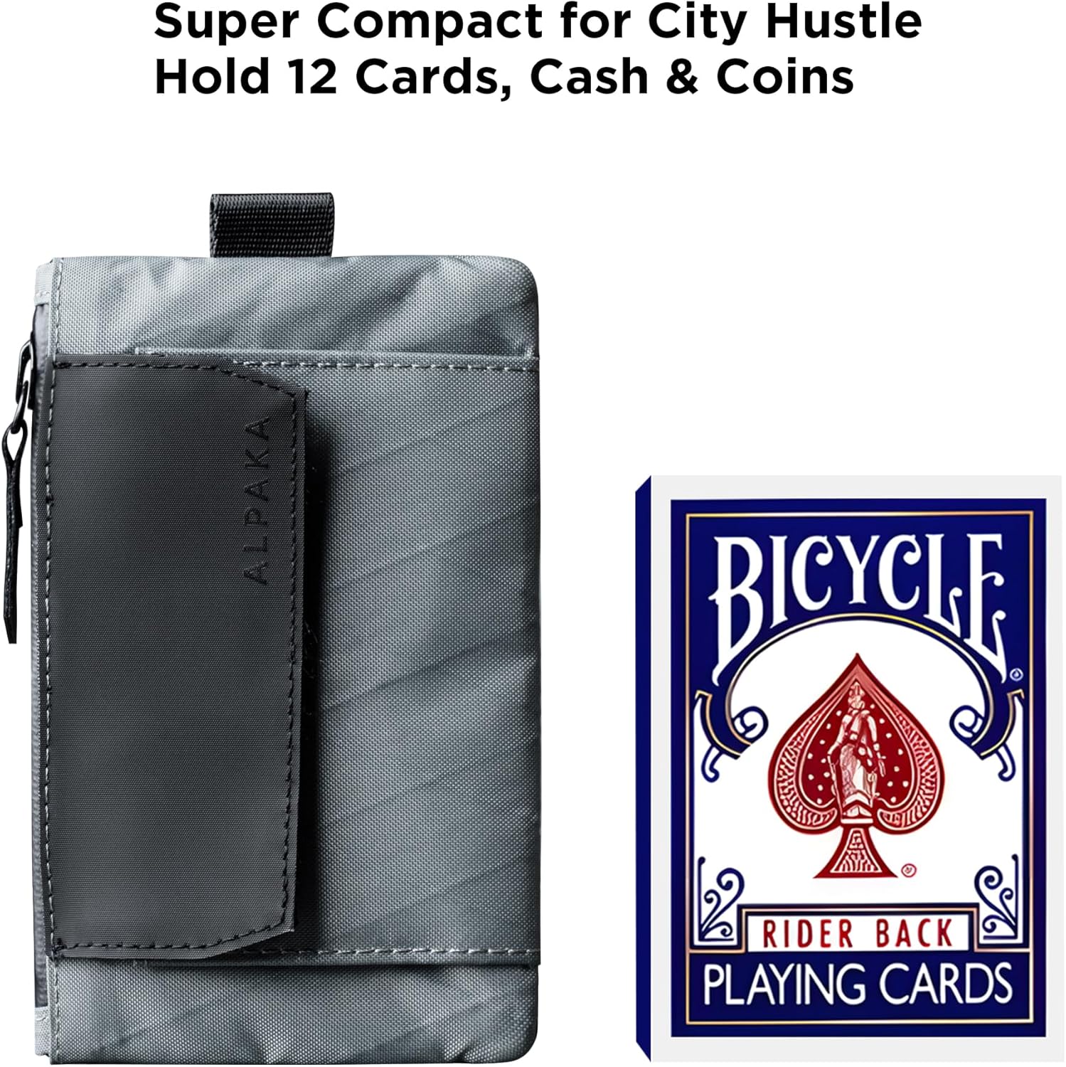 ALPAKA Zip Pouch Coin - Compact EDC Card Holder and Cash Wallet - RFID Blocking Minimalist Travel Wallet - Weatherproof Slate Grey X-Pac VX21 Fabric - Image 2