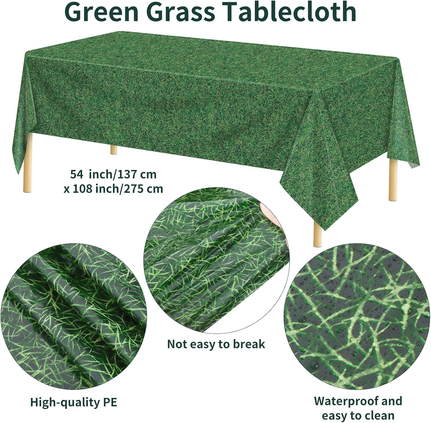 Durony 169-Piece Golf Party Supplies - Green Grass Field Tablecloth, 48 Dessert Plates, 24 Paper Cups, 24 Napkins, 24 Knives, Forks & Spoons - Disposable Golf Tableware Set - Image 3