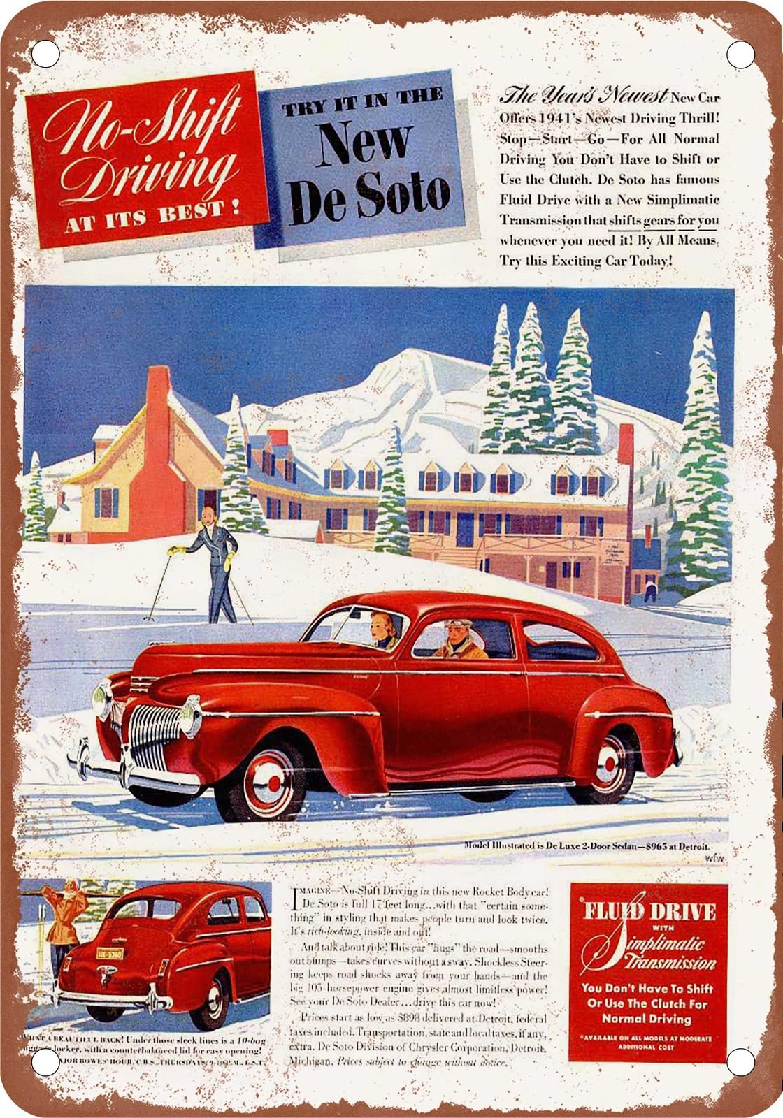 METAL SIGN - 1941 DeSoto Vintage Ad 07 - Old Retro Rusty Look home decor