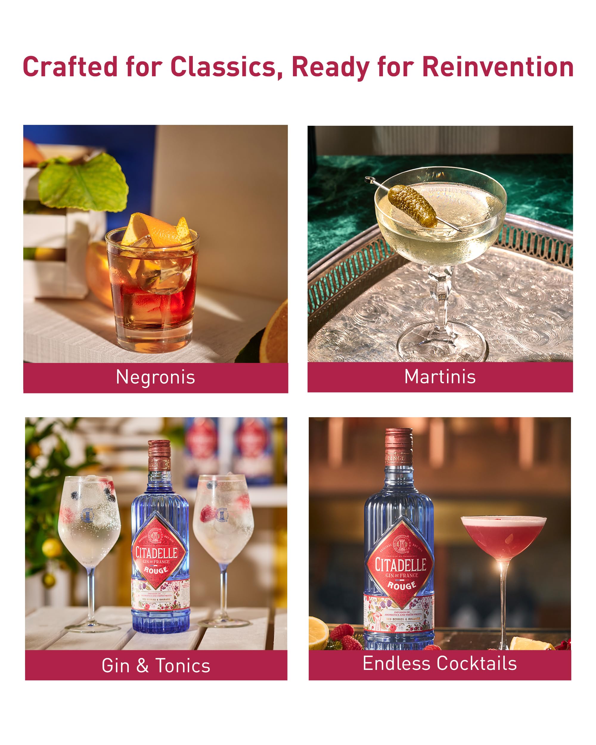 Citadelle, Gin Rouge, 700ml, Ideale per Gin Tonic Fruttato, Note di Frutti Rossi, Dolci e Piccanti, 24 Botaniche, Gin Artigianale Francese Distillato in Alambicco Tradizionale, Idea Regalo, 41,7% Vol.