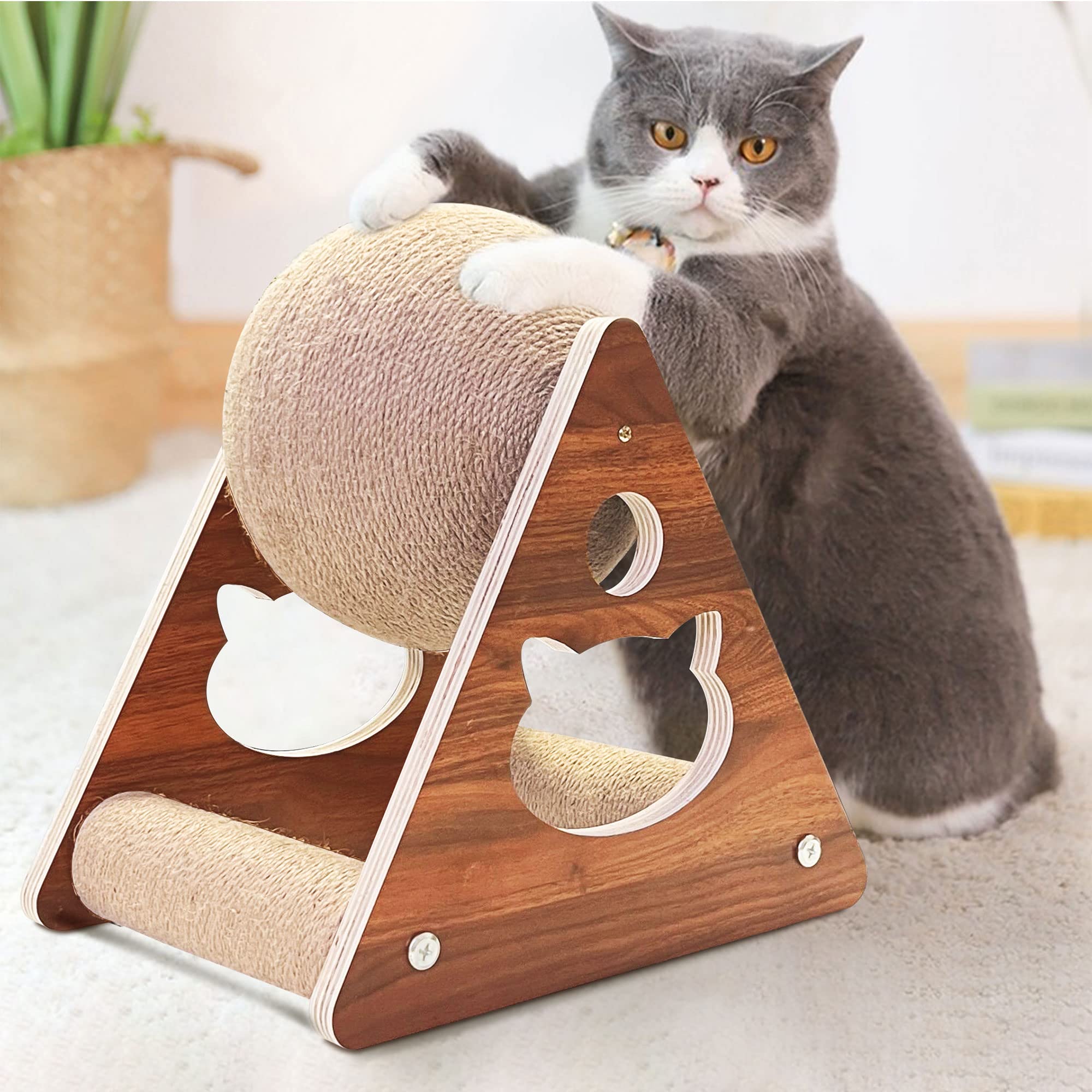 Photo 1 of AGYM Cat Scratcher Toy, Natural Sisal Cat Scratching Ball, Anti Depression Cat Ball Toy Scratcher for Indoor Cats and Kittens, Keep Cats Fit and Protect Furniture