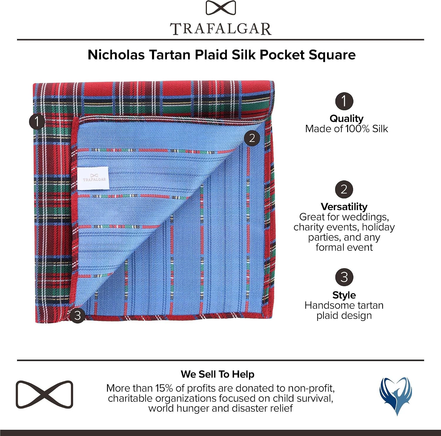 Trafalgar Men's Nicholas Tartan Plaid Silk Pocket Square