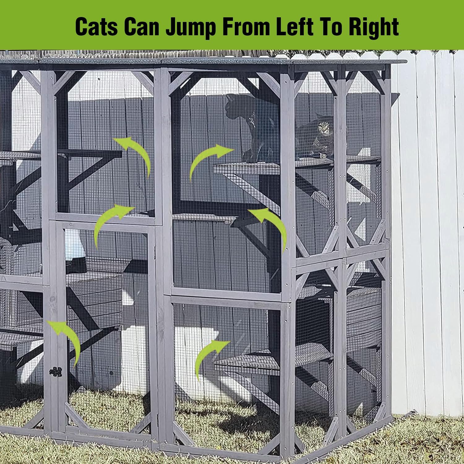 Seiyierr Catio Grande Casetta per gatti all'aperto Walk in Outdoor Cat Enclosure Indoor Cage Kitty Condo Box con porta piattaforma per piccola casa