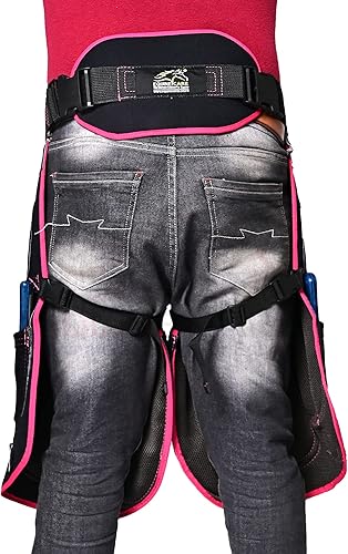 Miniatura 6 de Equine Care Delantal de cuero y lona de gamuza de 23 pulgadas de largo para mujer, con 4 bolsillos, 2 imanes de uñas, soporte para la espalda,