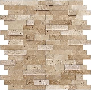 SUNWINGS Peel and Stick Mosaic Natural 3D Stone Self Adhesive Tiles, 12