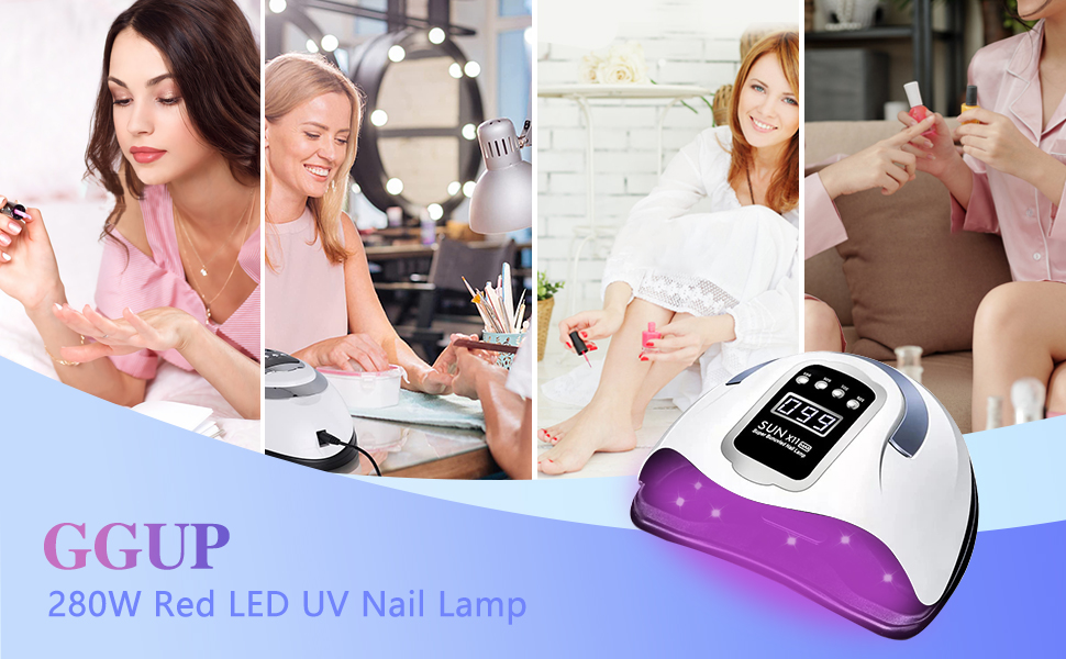 UV Nail Lamp, Red LED Nail Lamp for Gel Polish,280W Fast