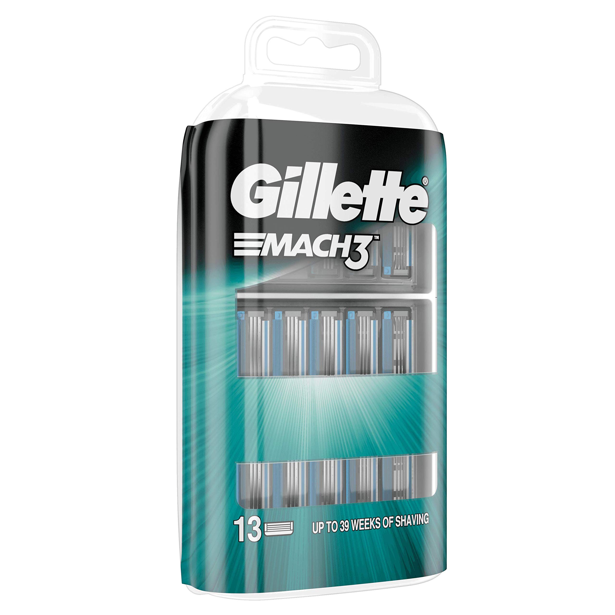 Gillette Mach3 ostrza do golenia dla mężczyzn z precyzyjnym trymerem, opakowanie 13 ostrzy do wkładania