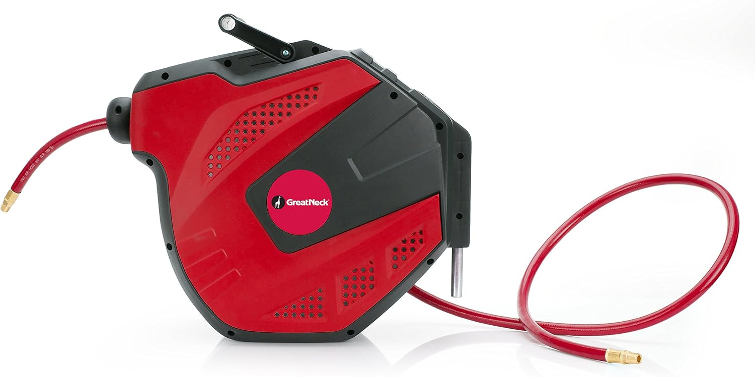 70% Off Everything GreatNeck® 80180 Wall Mount, Retractable Air Hose Reel- 3/8 x 50 Ft.
