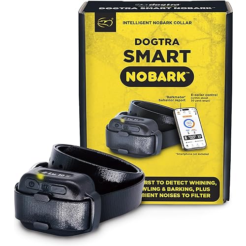 Dogtra Smart NOBARK Detects Whining and Barking, 33 ft Range App for Notifications, E-Collar, Behavior Report, Waterproof IPX9K, Compact Size for 10 lb Dogs, Triple Detection Accuracy