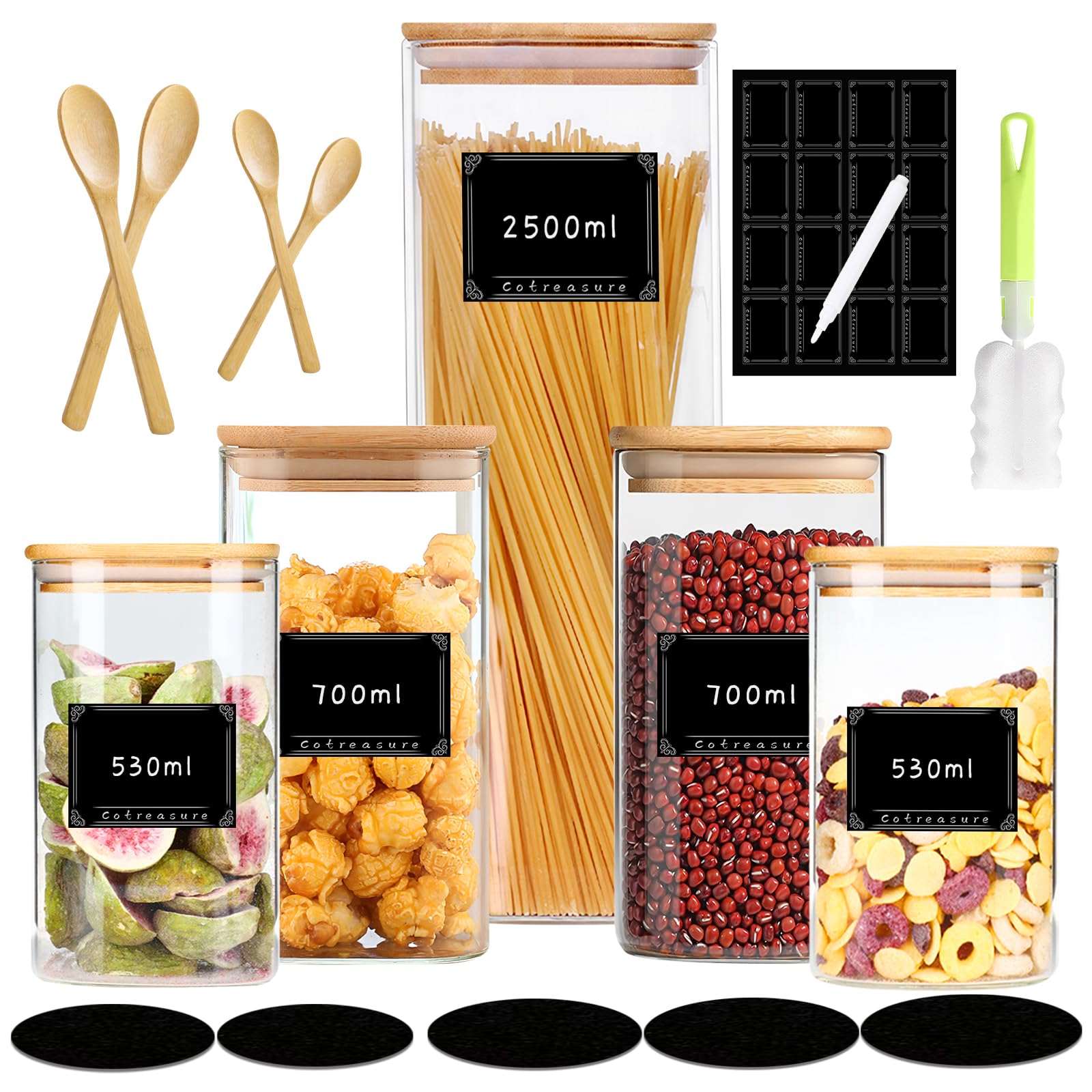 Barattoli Cucina,Barattoli Vetro Con Coperchio,Contenitori Ermetici Per Alimenti,Sale Zucchero Caffè, Tè, Condimenti (32)