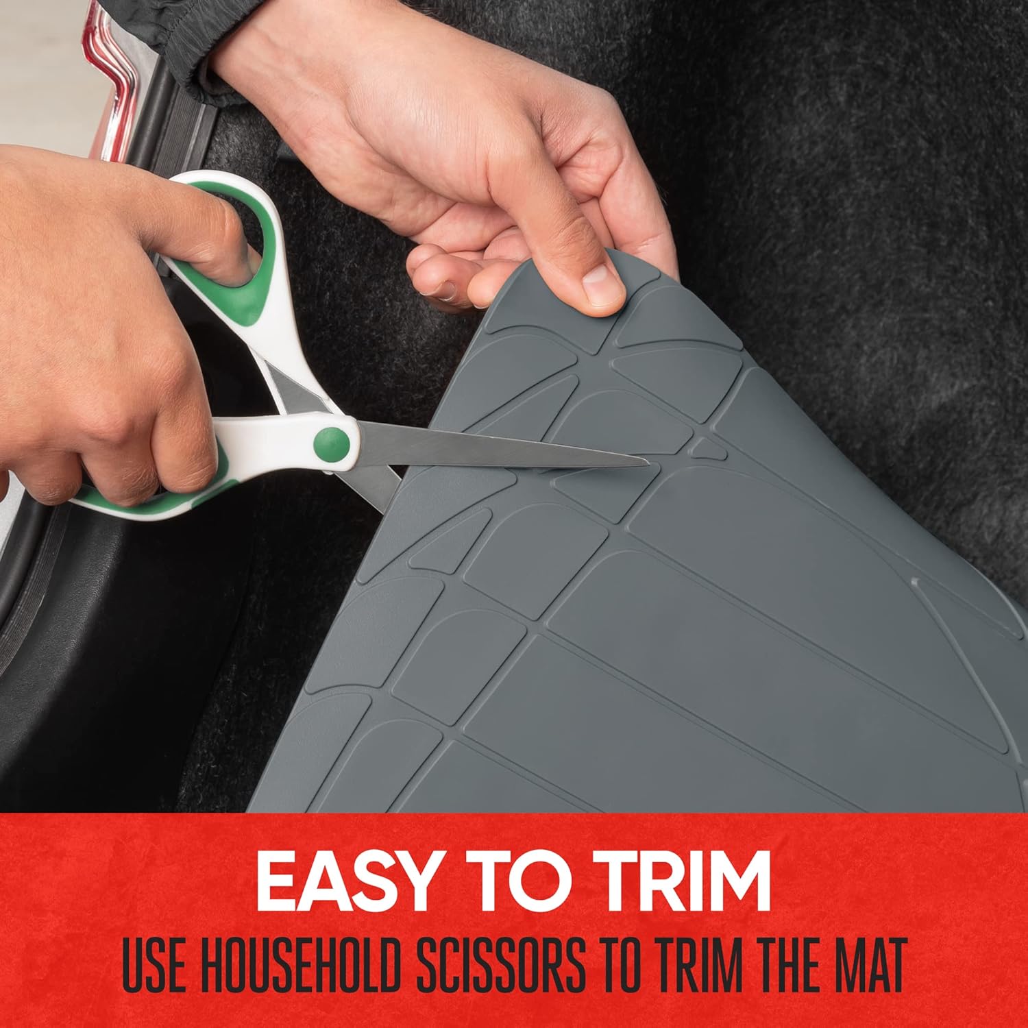 Motor Trend Heavy Duty Utility Cargo Liner Floor Mats for Car Truck SUV, Trimmable to Fit Trunk, All Weather Protection