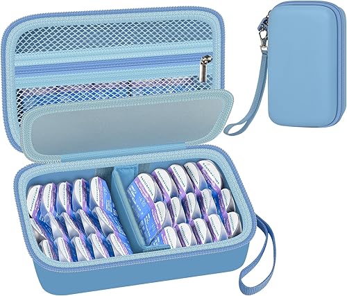 GWCASE Daily Contact Lens Case Fits 30+ Disposable Daily Lenses, Portable Contact Lens Storage Organizer with Mesh Pocket, Travel Contact Solution