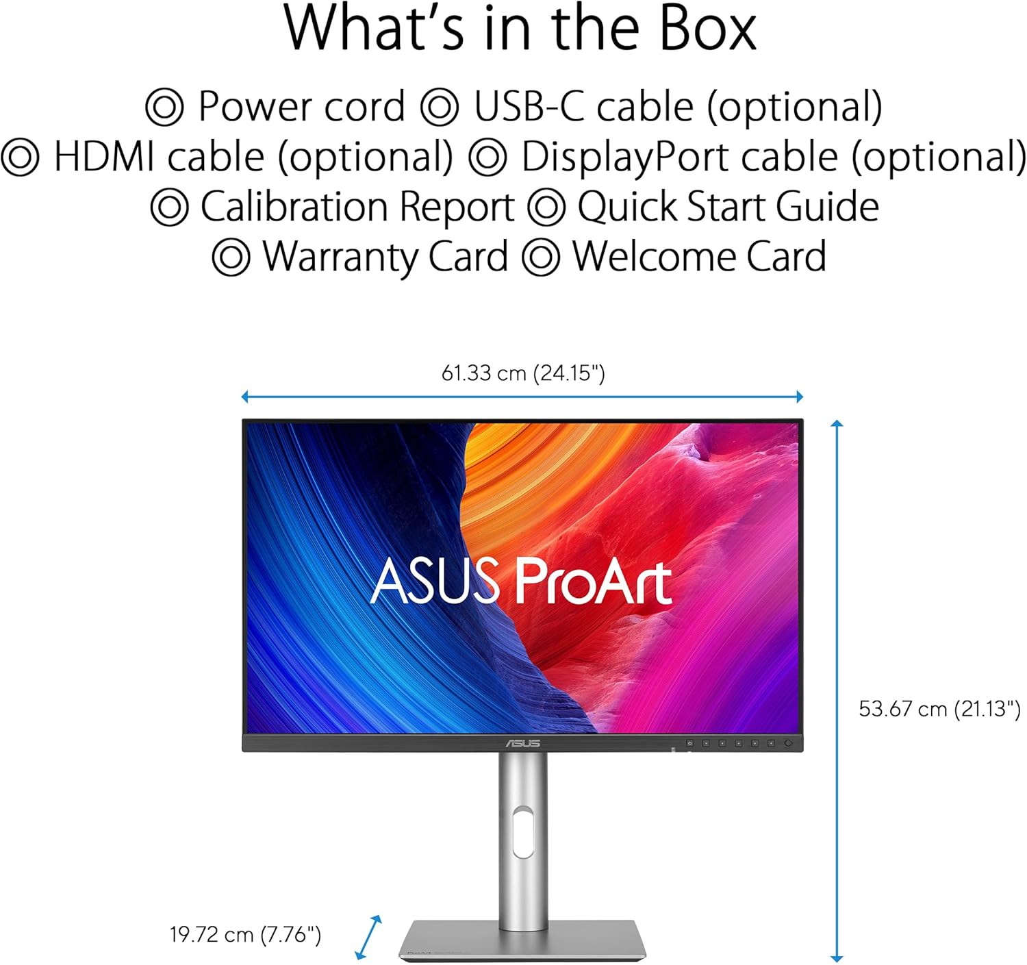 ASUS ProArt PA278CFRV - 27 Zoll WQHD Professioneller Monitor - 16:9 IPS, 2560x1440, 100 Hz - ergon., Pivot, Calman, hohe Farbtreue, DisplayHDR 400 - DP Daisy Chain, HDMI, 96W USB-C, USB-Hub, Speaker