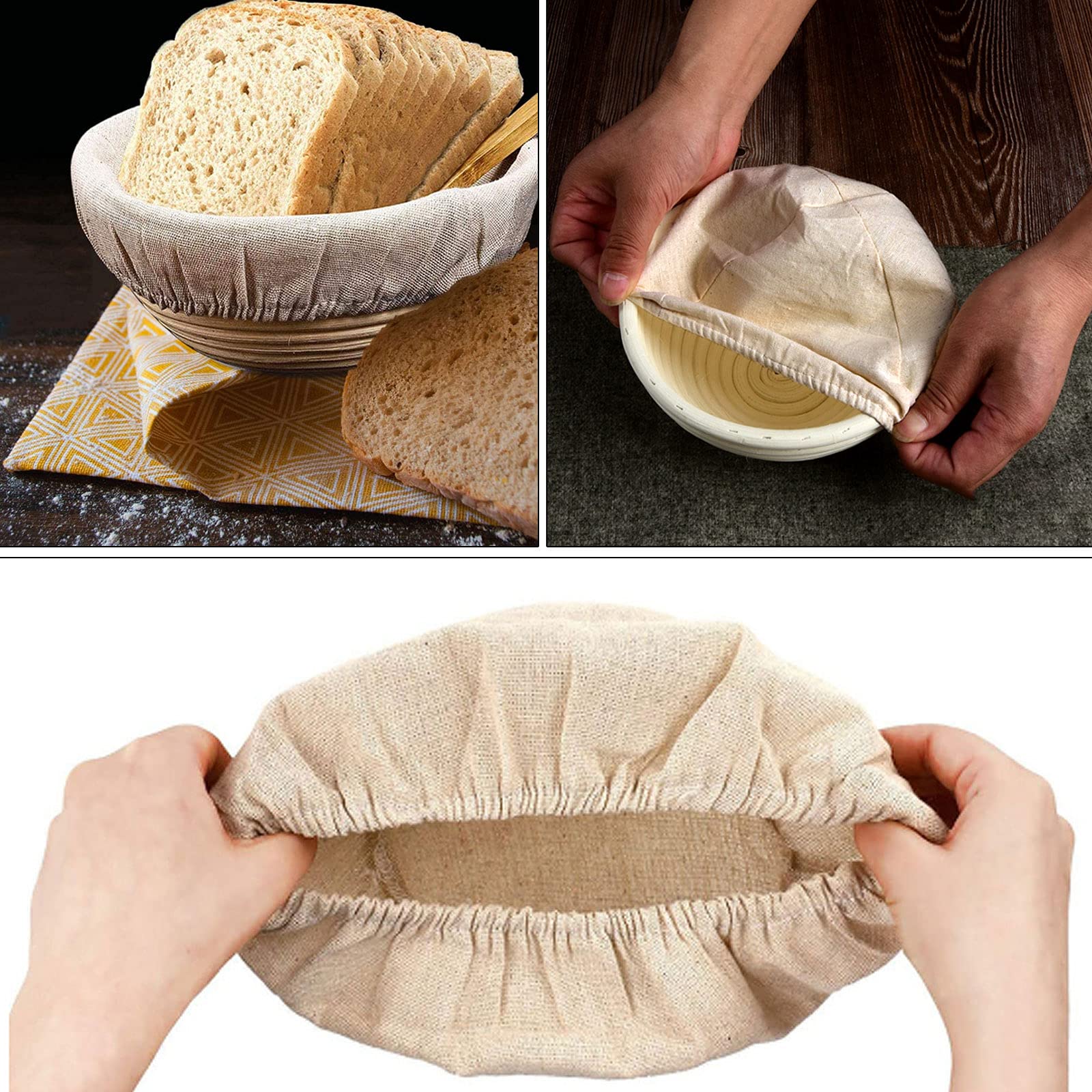 Set Panificazione Con 2 Cestini In Rattan, Lama E Accessori - Kit Per Fare Pane In Casa - Foto 10