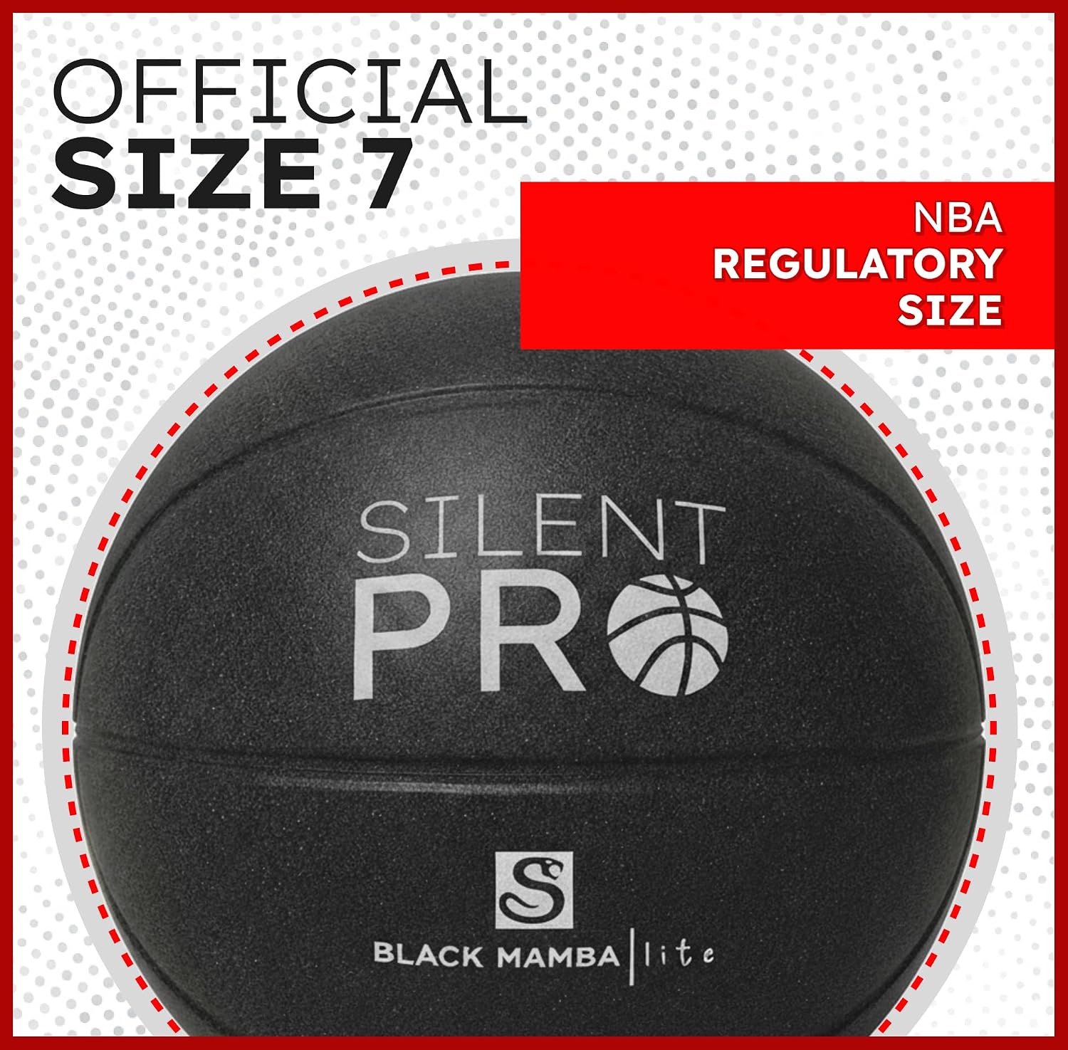 Silent Basketball – Black Mamba – Size 7 (29.5") – Quiet Indoor Dribbling – Premium Foam Basketball, Exact Shape – Certified Child Safe – Soundless, Noiseless Indoor Play