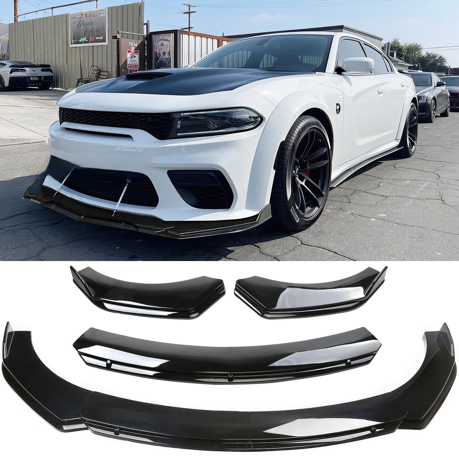 DREAMOTOR Front Bumper Lip Spoiler, Car Universal Adjustable Spoiler Splitter Diffuser Protector, Compatible with Corvette C8 Honda Accord Civic