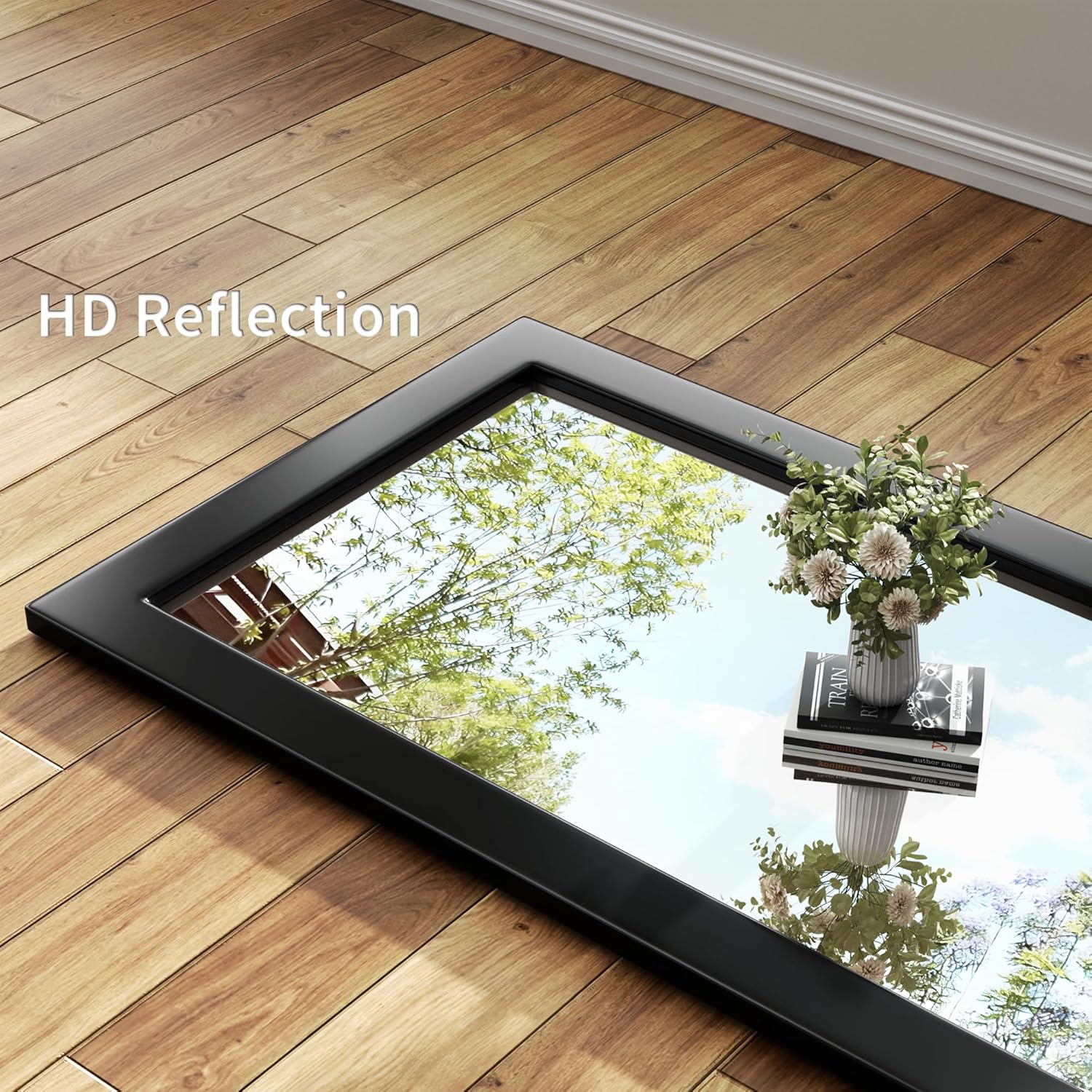 54''x36'' Rustic Wall Mirror for Bathroom Black Wood Frame, Classic Rectangle Mirror Farmhouse Vanity Wall Mirror Decor Living Room, Bedroom, Entryway