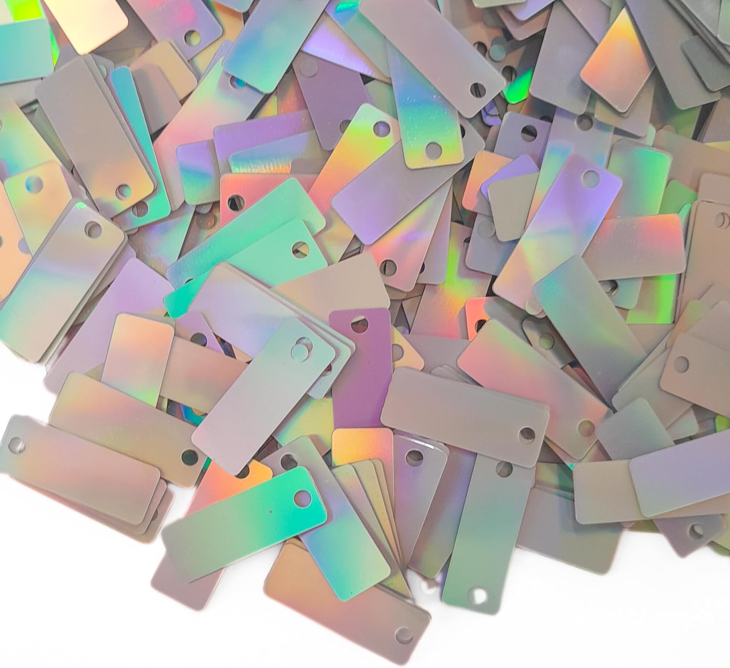 38mmX15mm (1.50''x0.59'') Bulk Loose Iridescent Large Top Hole Rectangular Sequins, Embriodery Disc Sequins for Craft DIY Sewing Decorations Arts 150 Pieces (Rainbow208) - Image 2